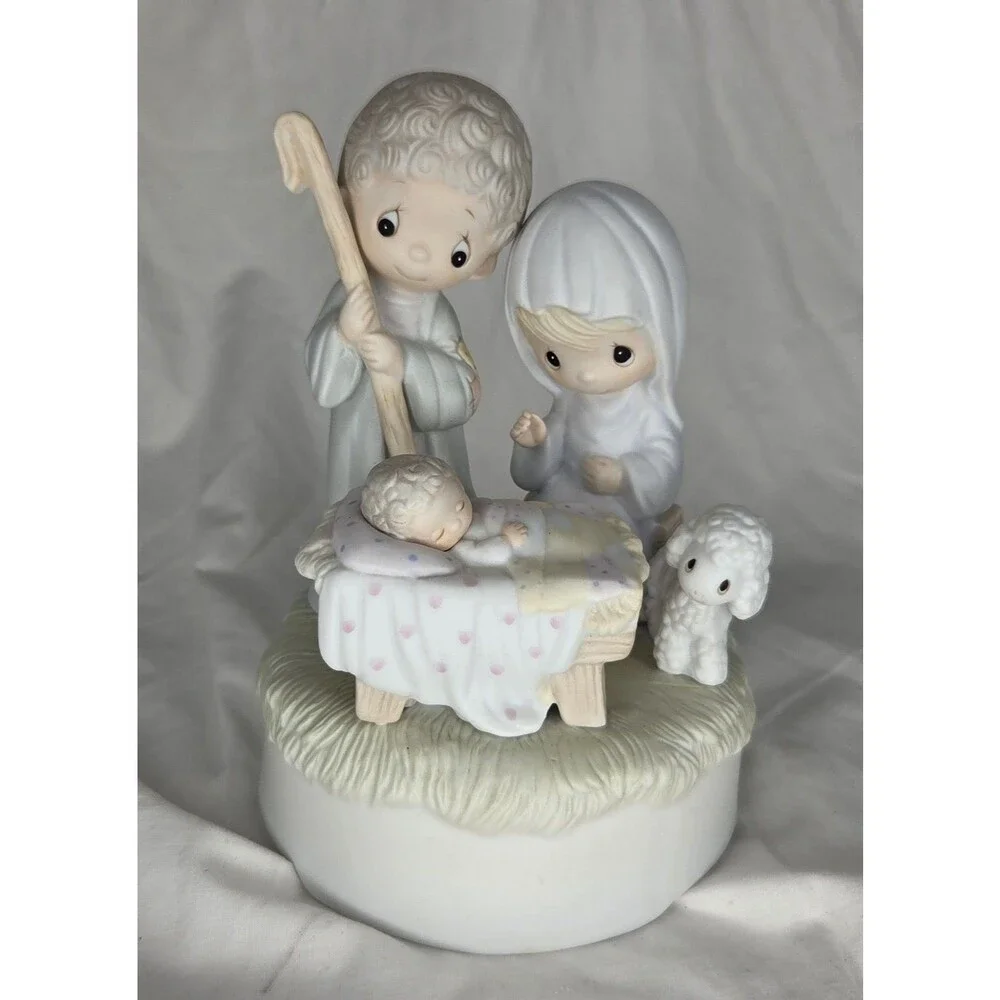 Vtg Precious Moments Nativity Scene Come Let Us Adore Him Musical Box E-2810